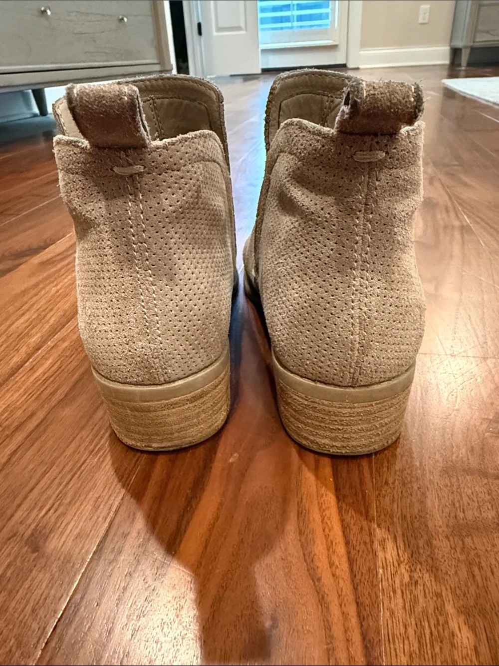 Dolce Vita Taupe Perforated Suede Ankle Booties